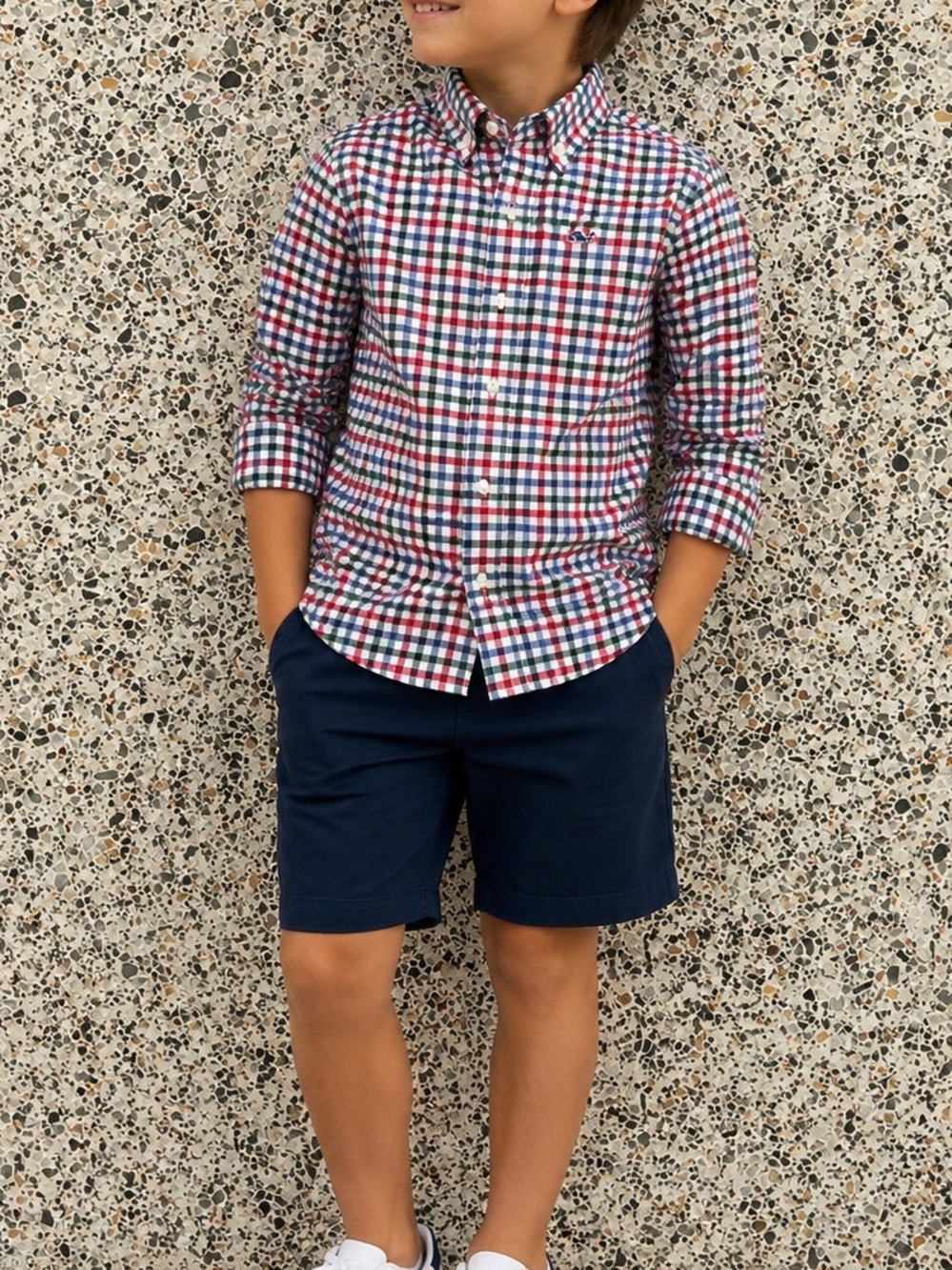 Vineyard Vines Boys Red, Blue & White Plaid Button-Down Shirt